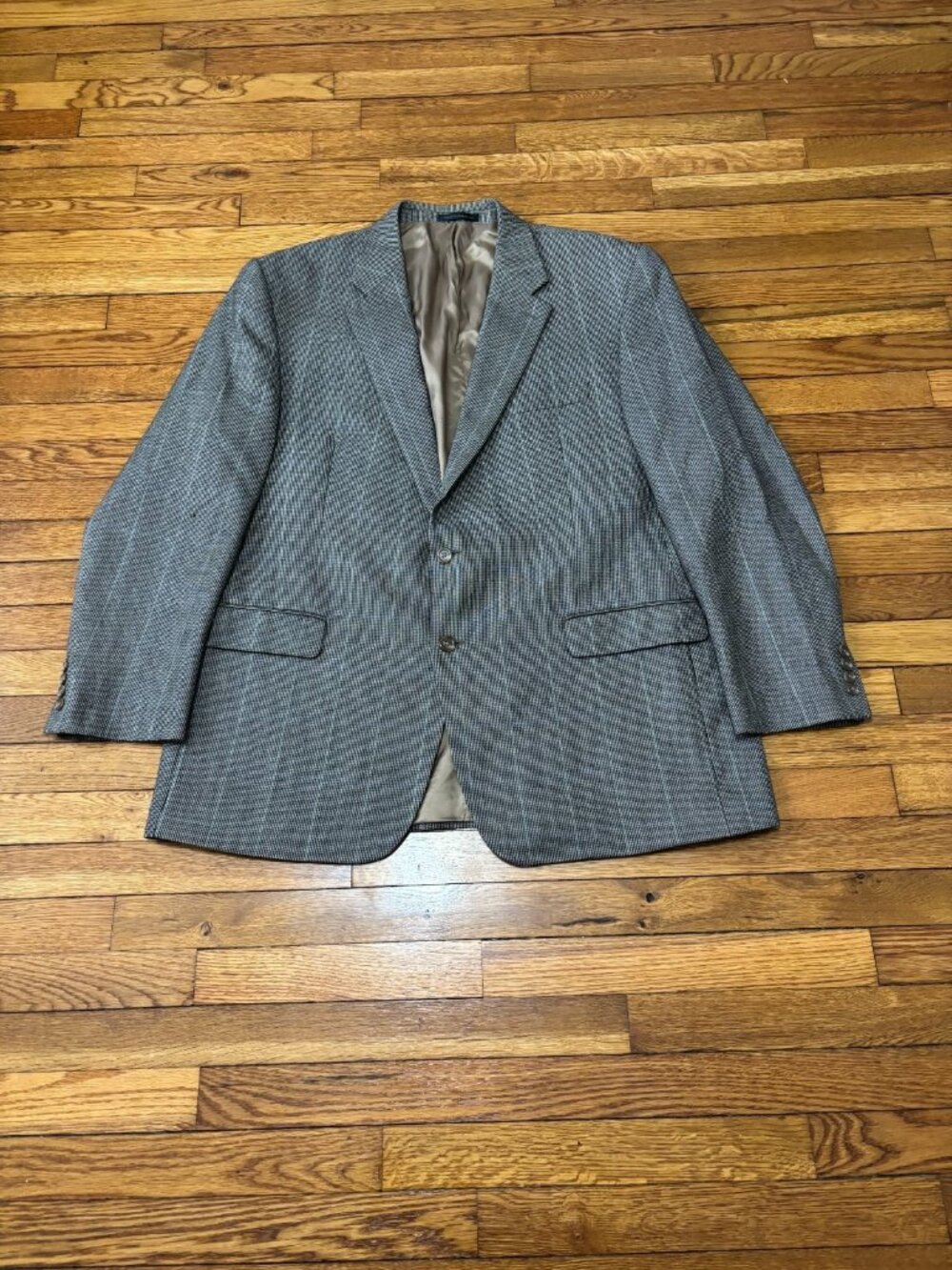 Chaps Ralph Lauren Mens Blazer Jacket Size 48L Brown Lambswool Sport Coat